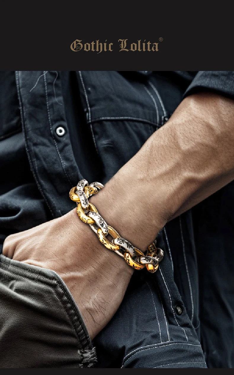 Biker Mechanical Armor - Heavy Link Silver Bracelet - Slice 7